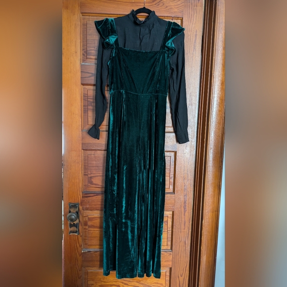 Betsey Johnson green velvet jumpsuit 4p - Picture 6 of 13